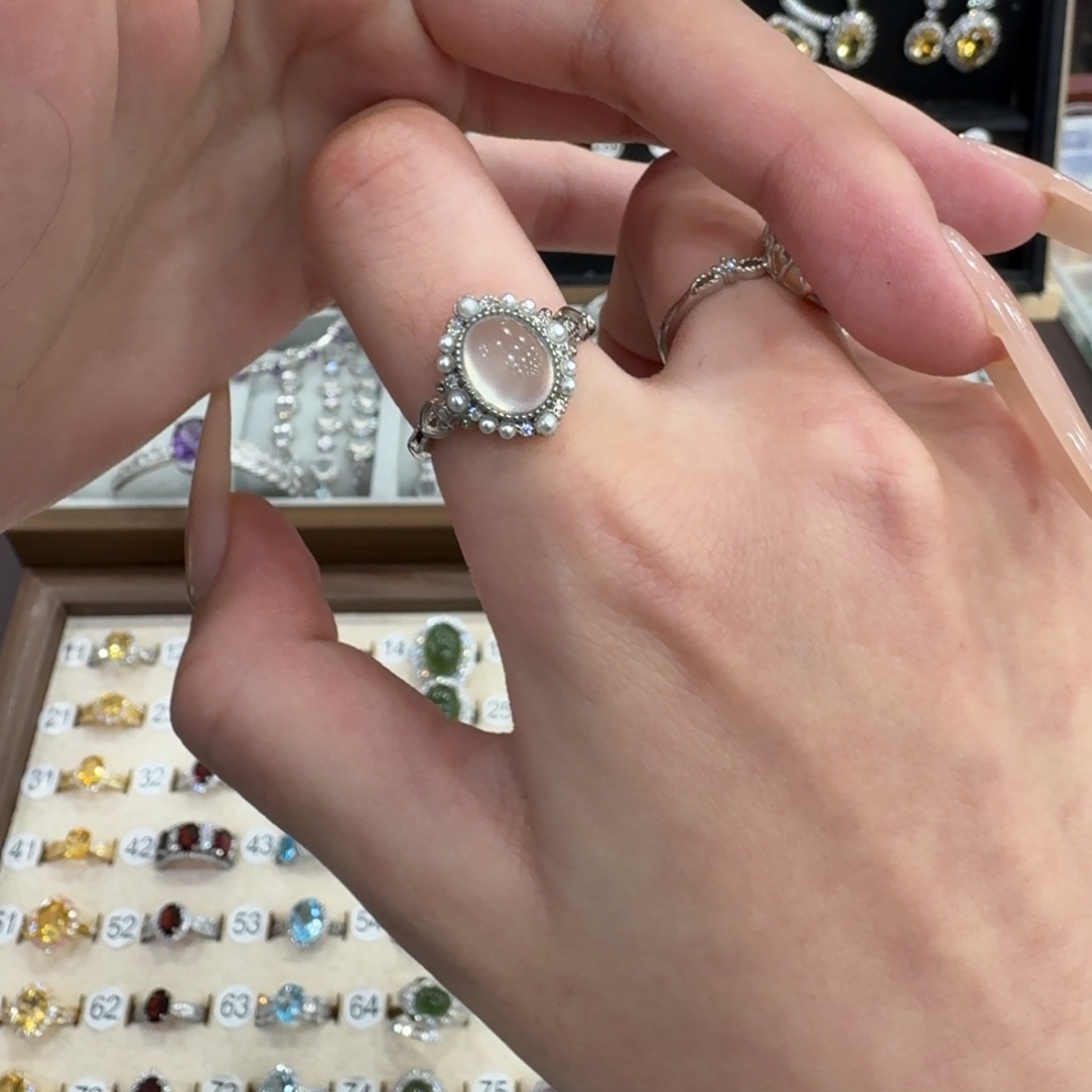 今****蛇纹石玉银S925镶嵌戒指