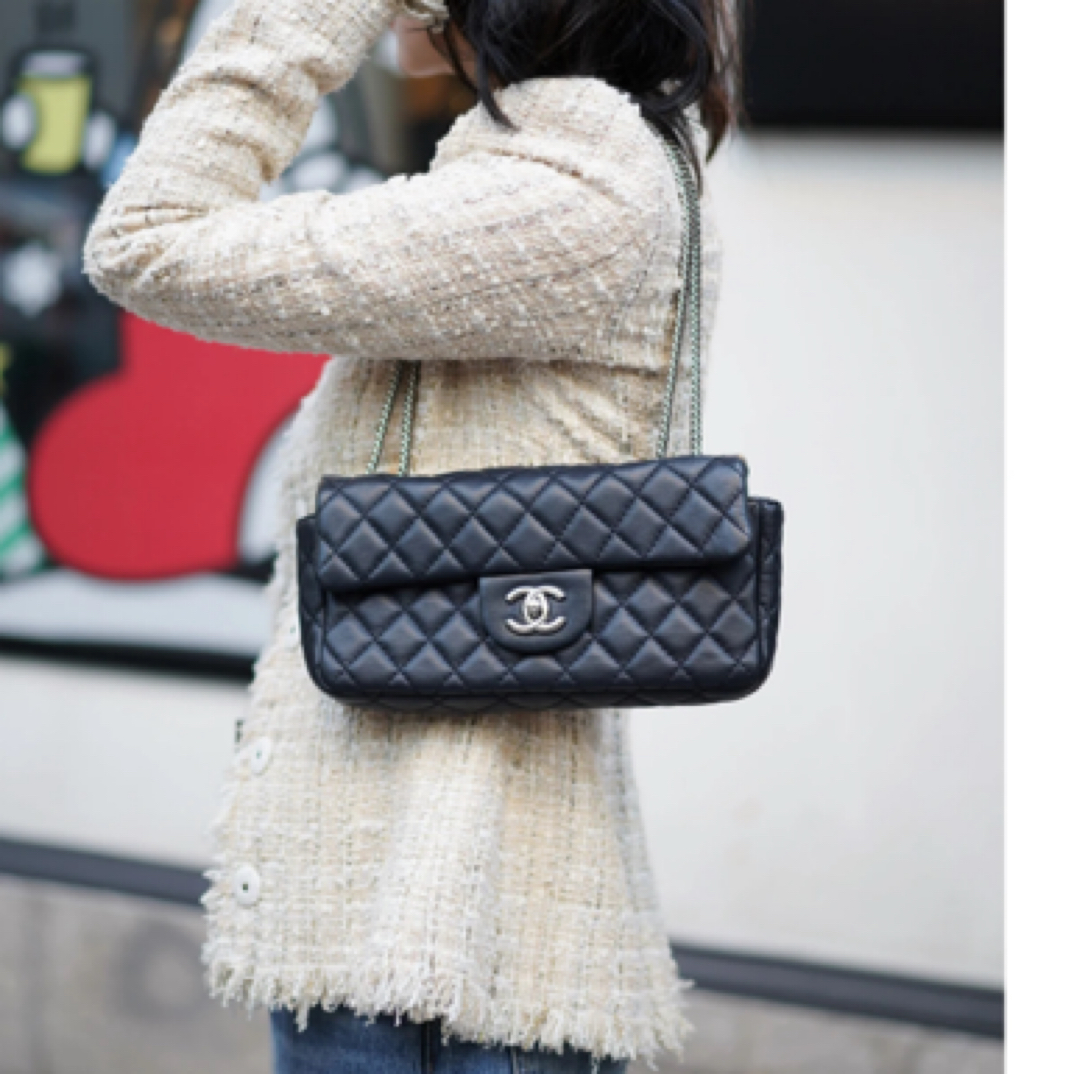 95新 Chanel/香奈儿 Chanel海军蓝银扣横版cf 25080057-04