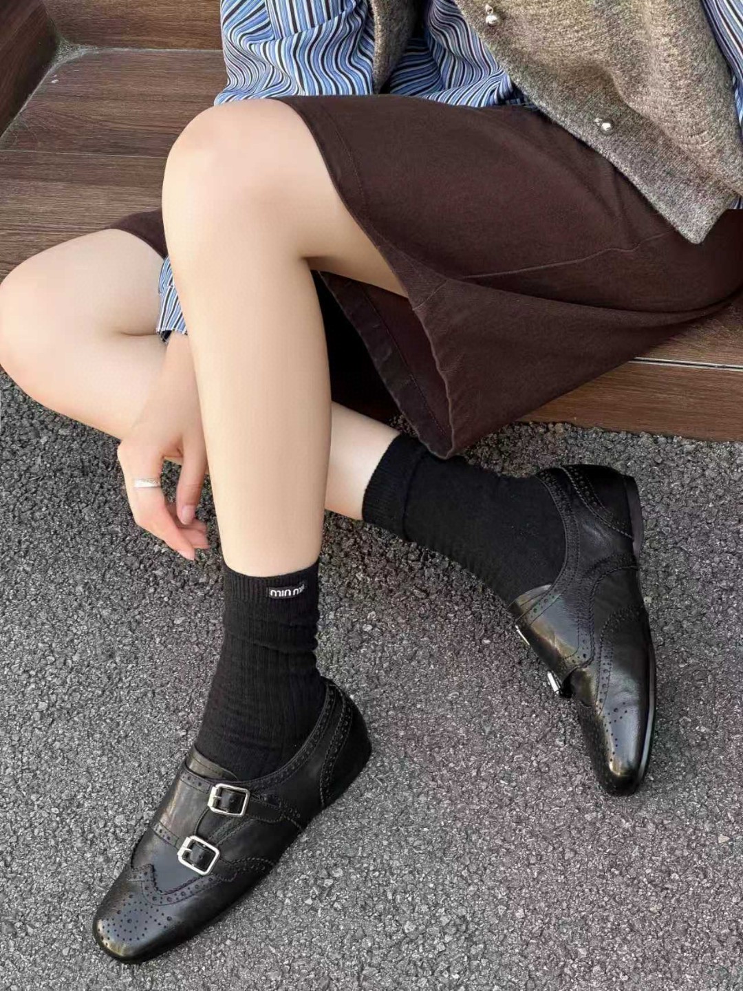 鑫燃KIKI 方头学院风复古休闲鞋  W7826831  DMY