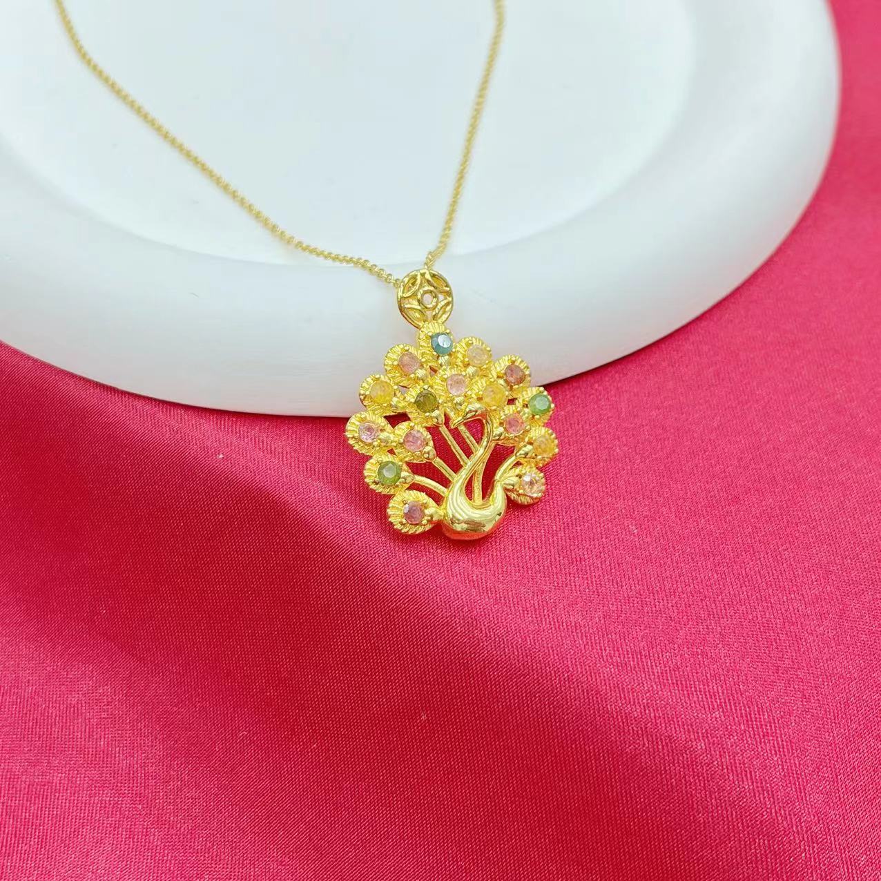 【杰哥专属】天然七彩碧玺马卡龙开屏孔雀吊坠K71（赠包装）