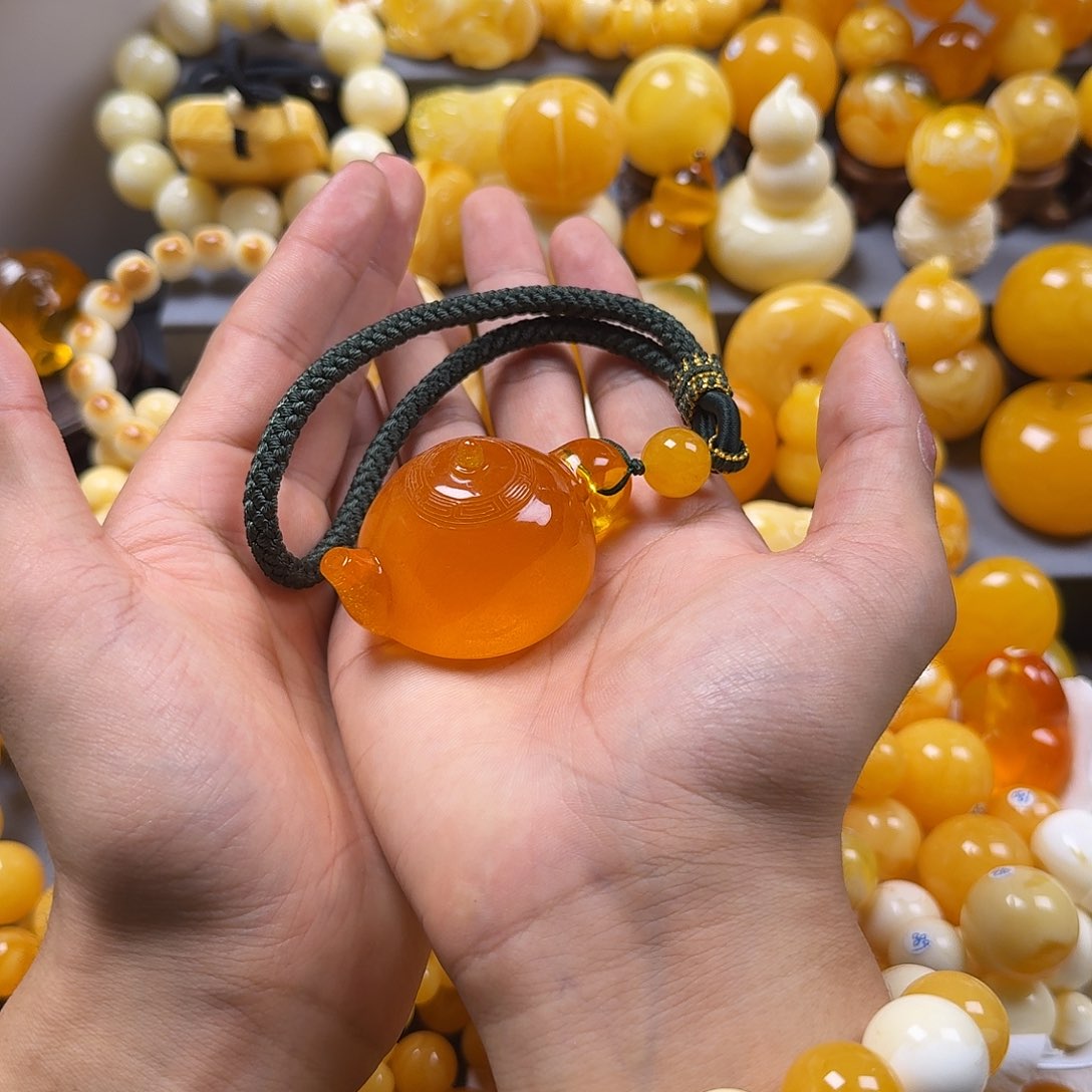 琥珀珠宝奇石未镶嵌把把壶