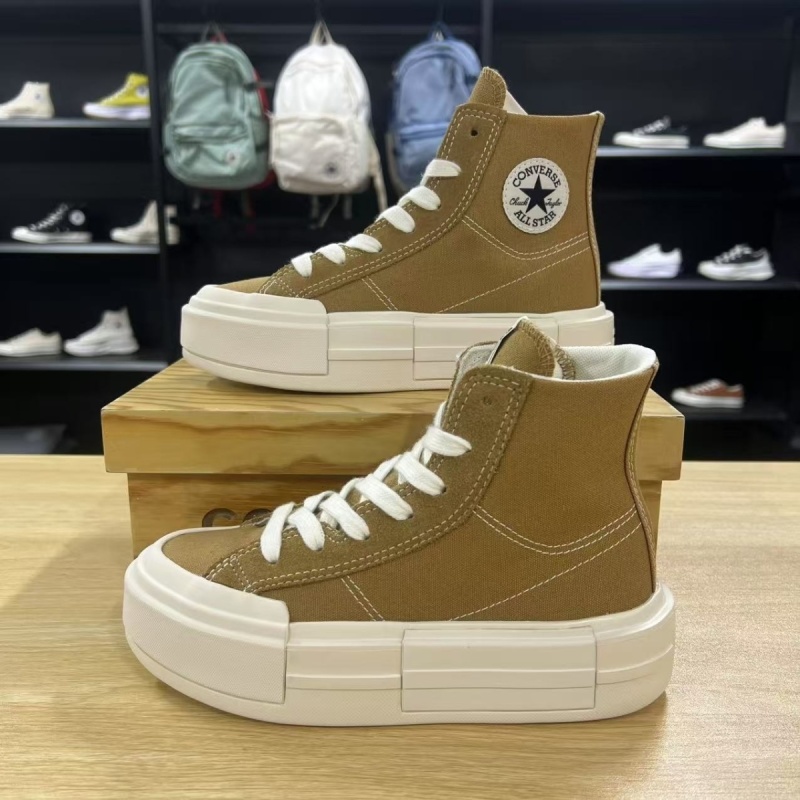 Converse匡威潮流时尚防滑高帮厚底帆布鞋男女同款棕色A12314C