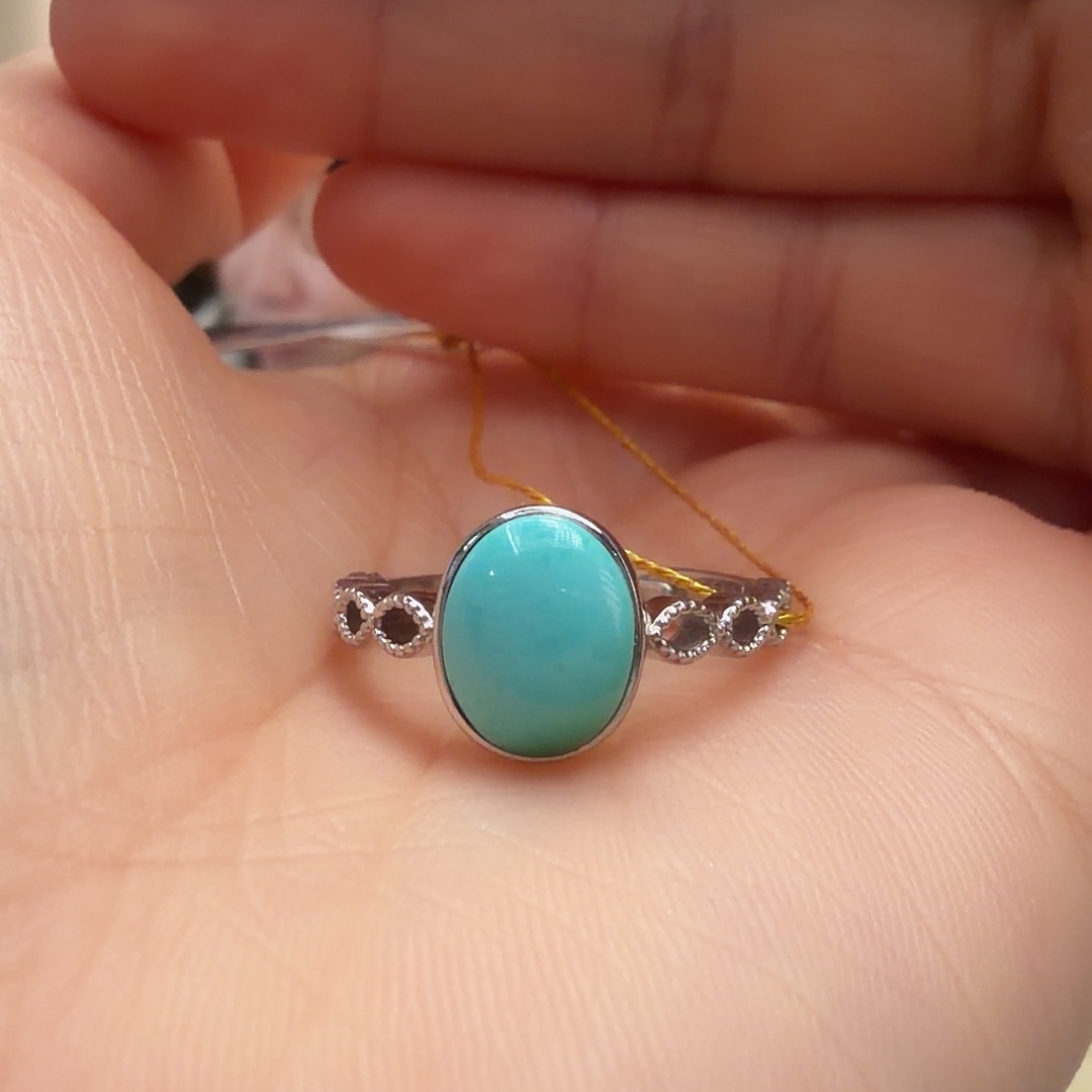 绿松石银S925镶嵌戒指