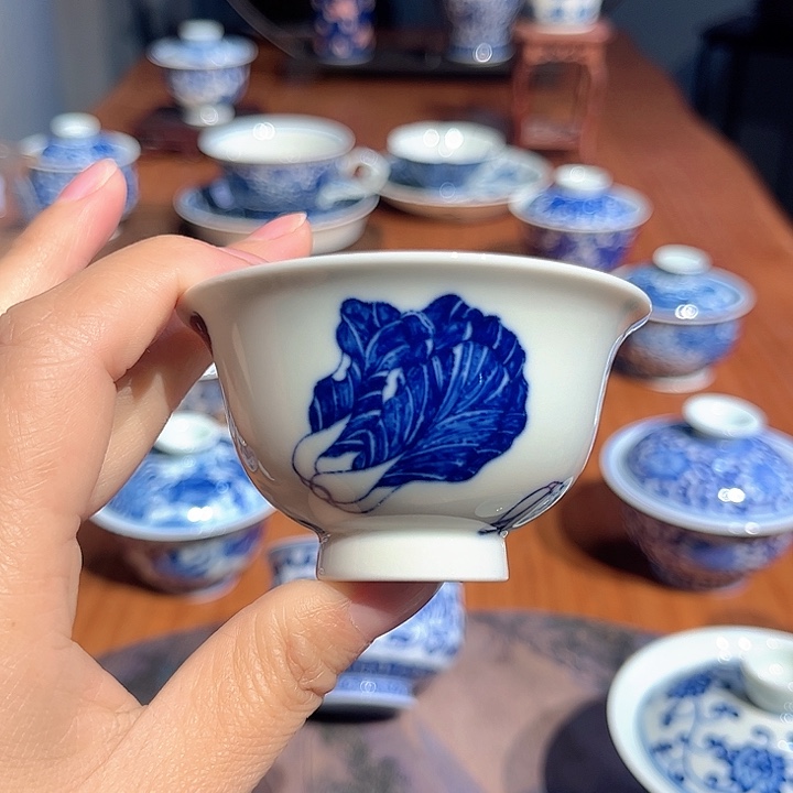 镹曰茶闲柴窑手工手绘青花