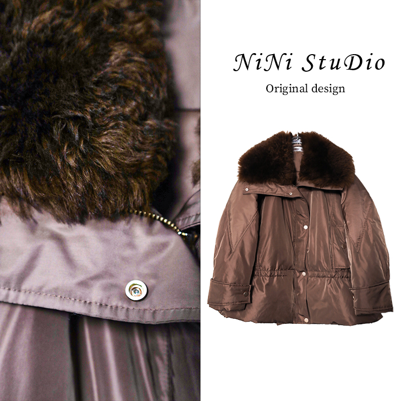 “托斯卡纳羊皮毛一体毛领”90白鹅绒女士轻奢风鹅绒服2025秋冬2155