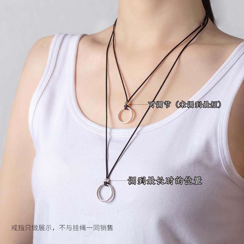 足银银制品 戒指古币花钱挂绳挂脖项链绳男女士绳子平安扣吊坠绳