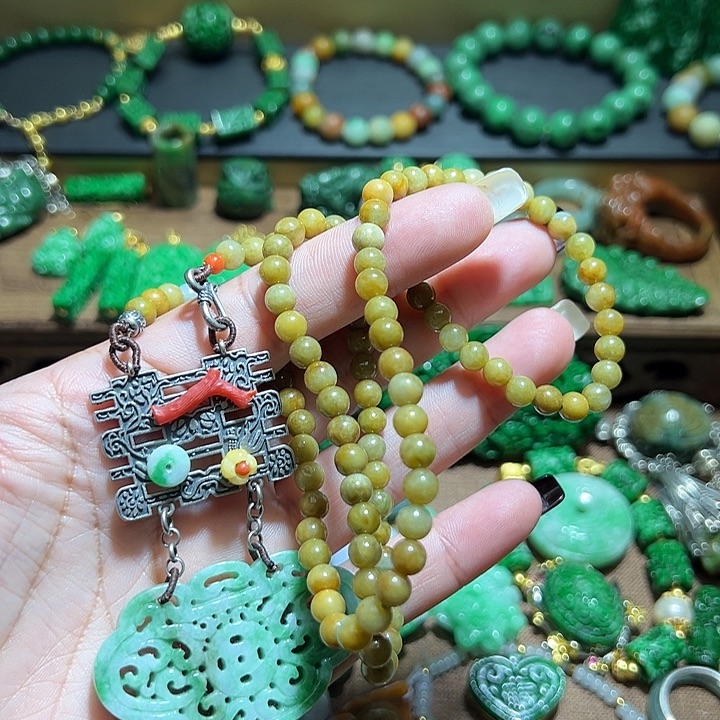 翡翠手串银S925镶嵌境*界翡翠吊坠