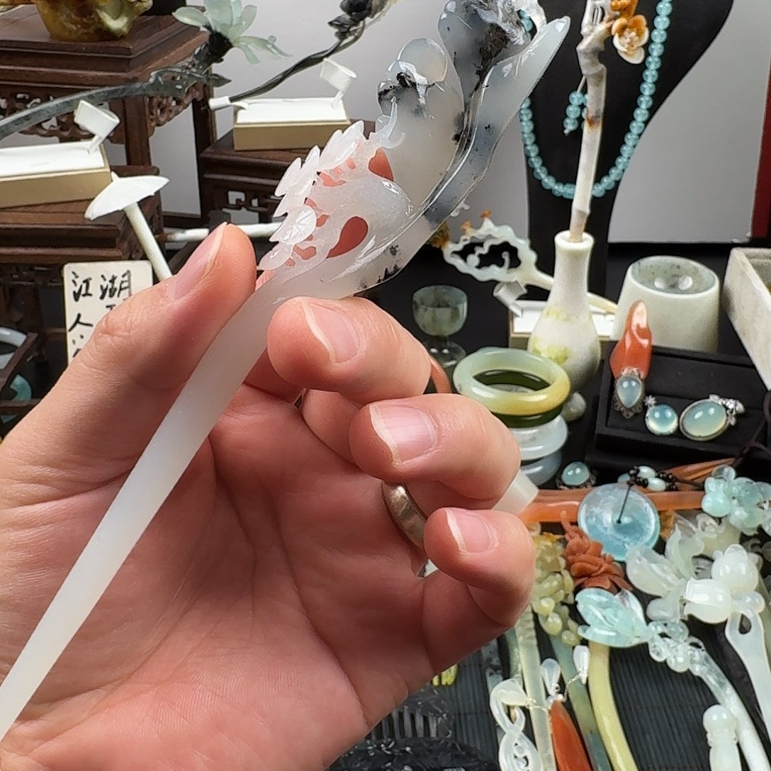 蛇纹石玉未镶嵌发饰