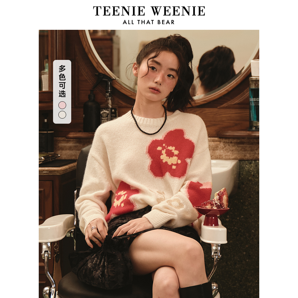 【达播专属】TeenieWeenie小熊25提花甜美时尚毛针织衫TTKW255101N