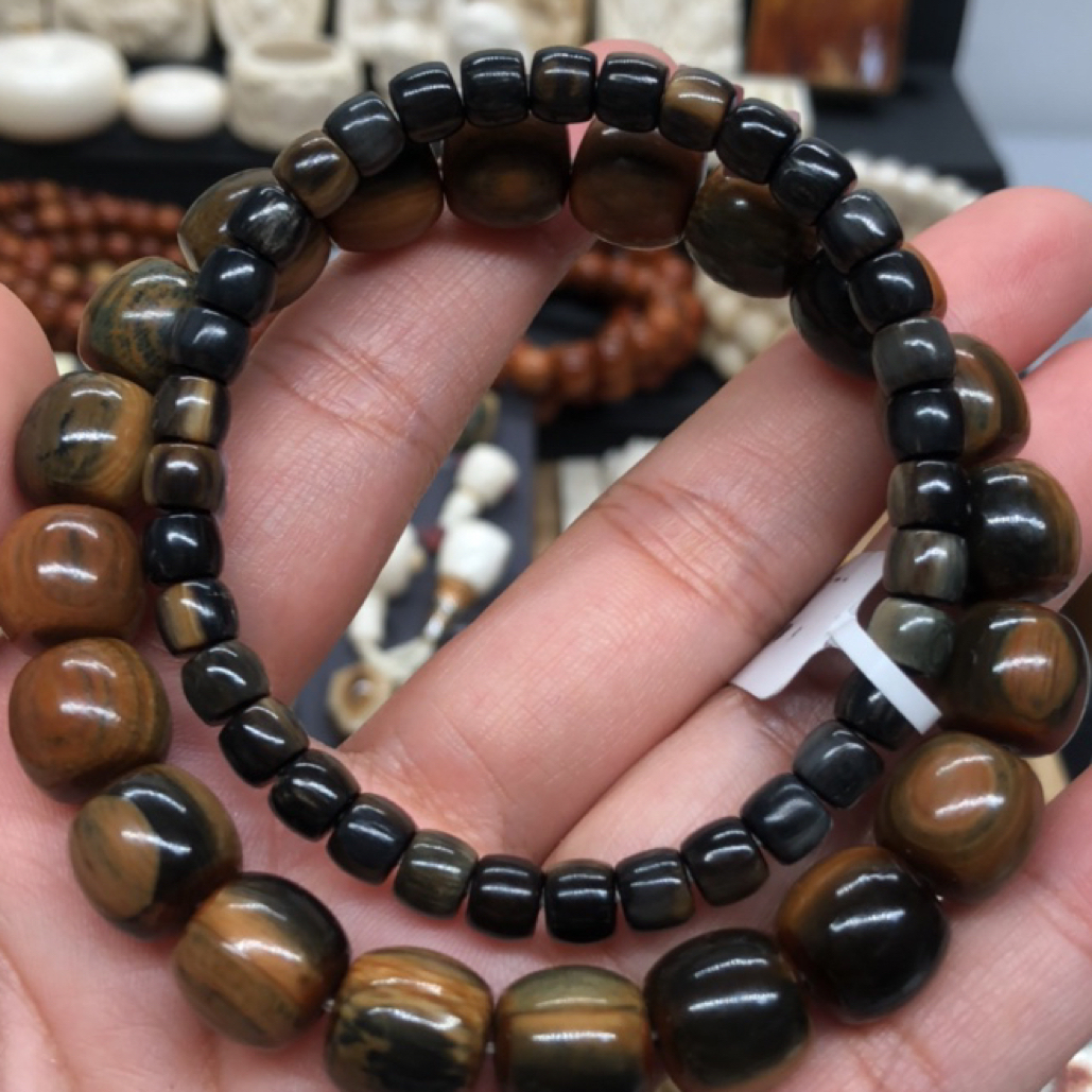 天然保真猛犸象牙水墨系列手串全品卡11,卡6直切