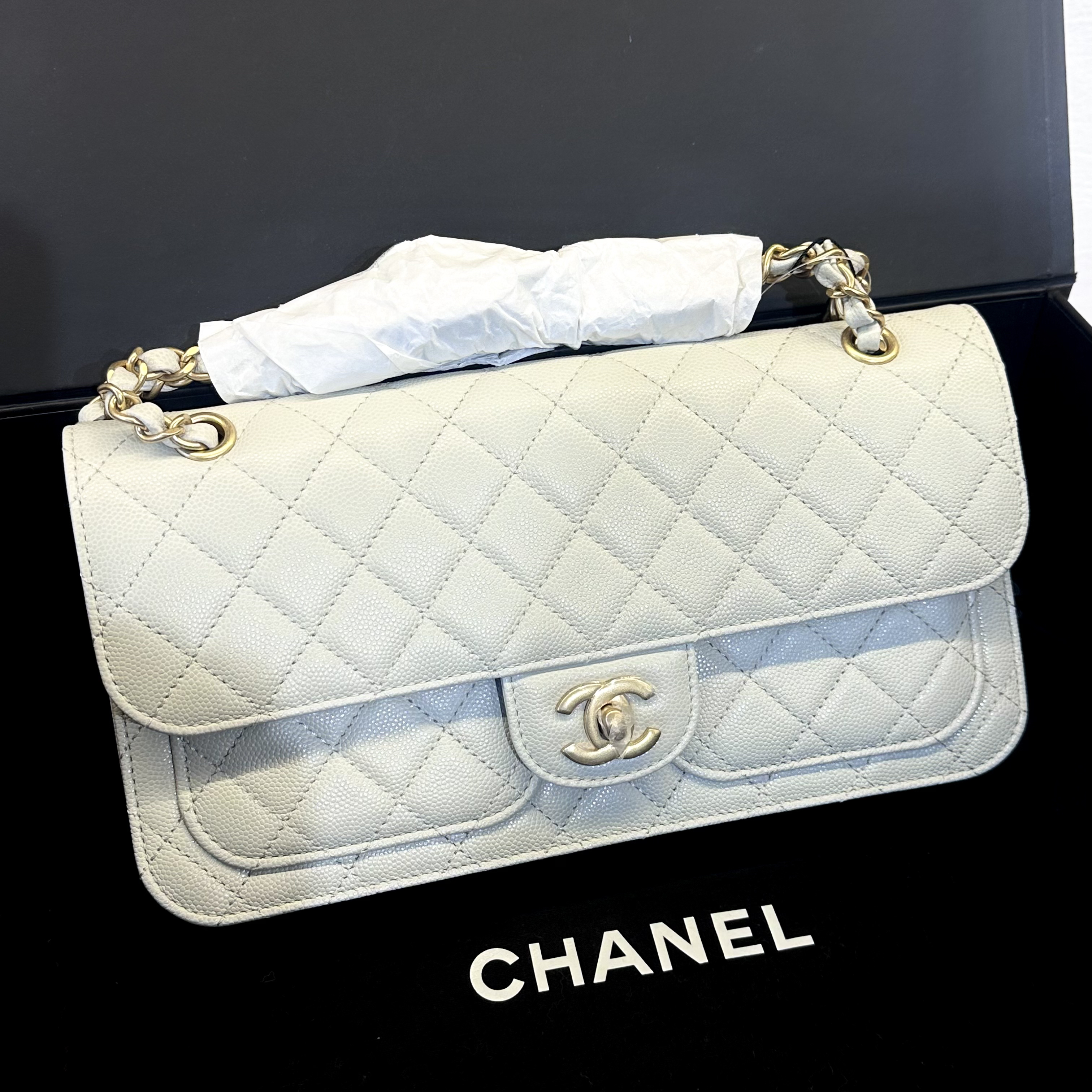 95新 Chanel/香奈儿 夏七中古/Chanel 25b鼠尾草cf单肩包