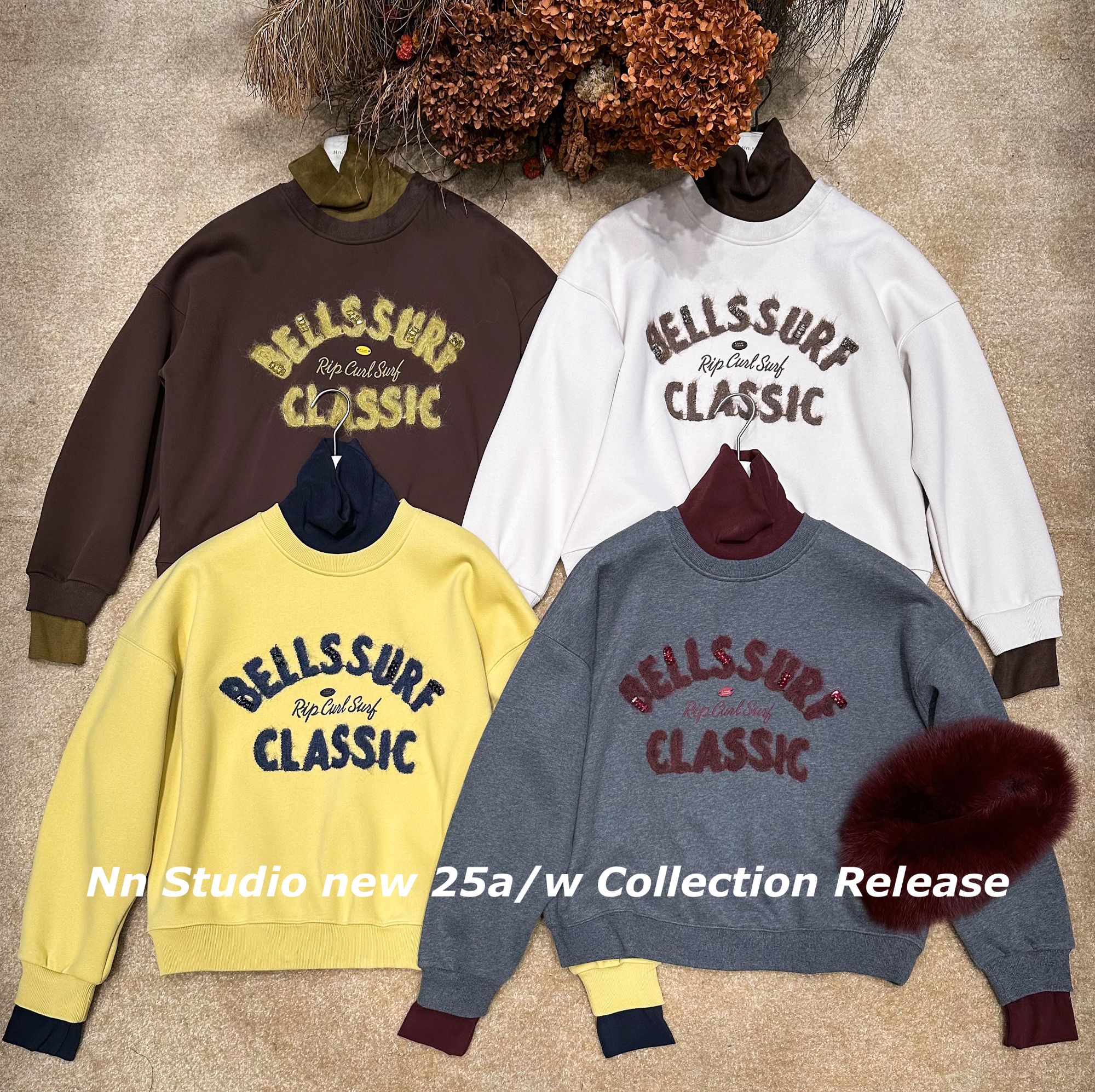 77 【Nn重工字母】高领假两件加绒加厚卫衣