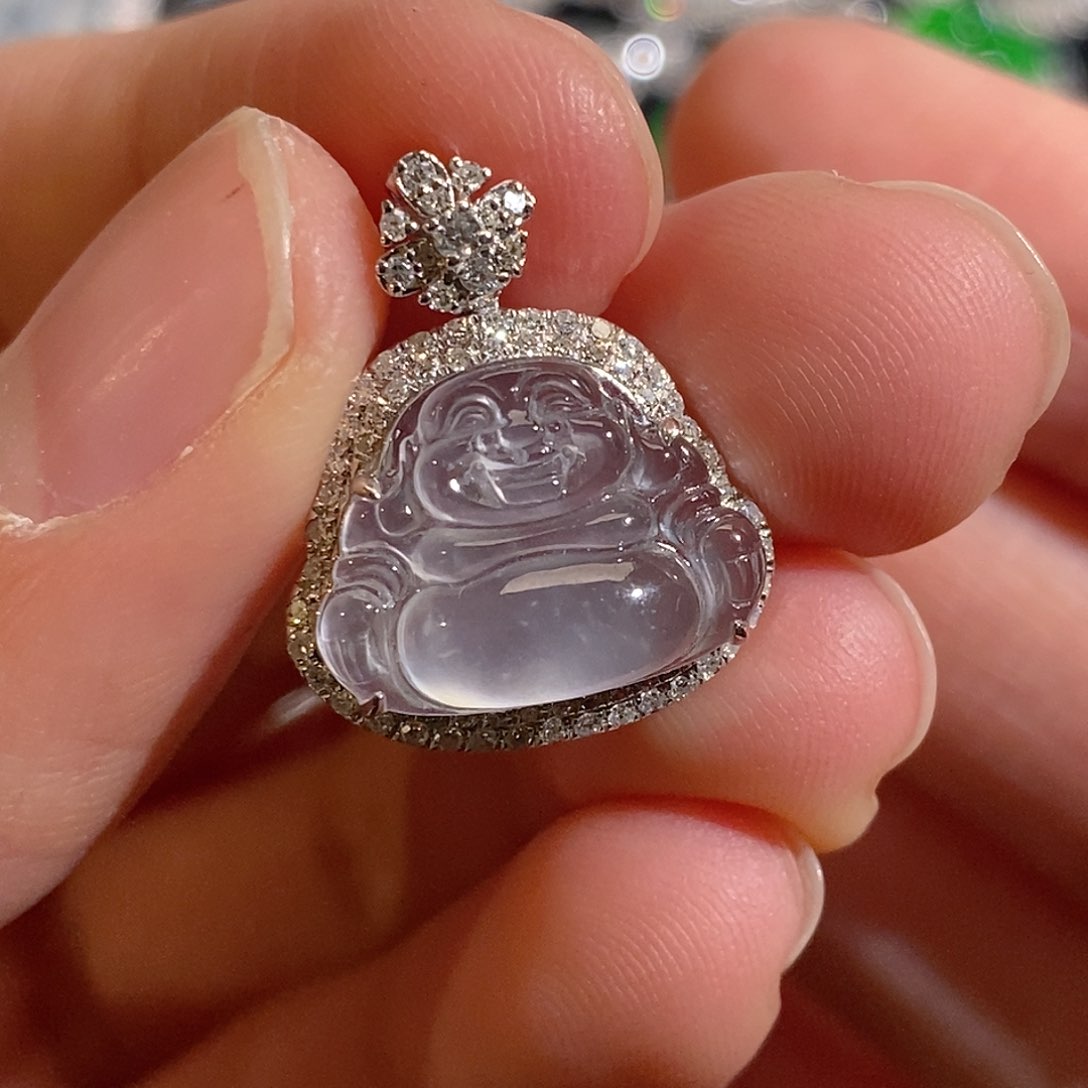 翡翠颈饰18K金镶嵌天然缅甸A货翡翠