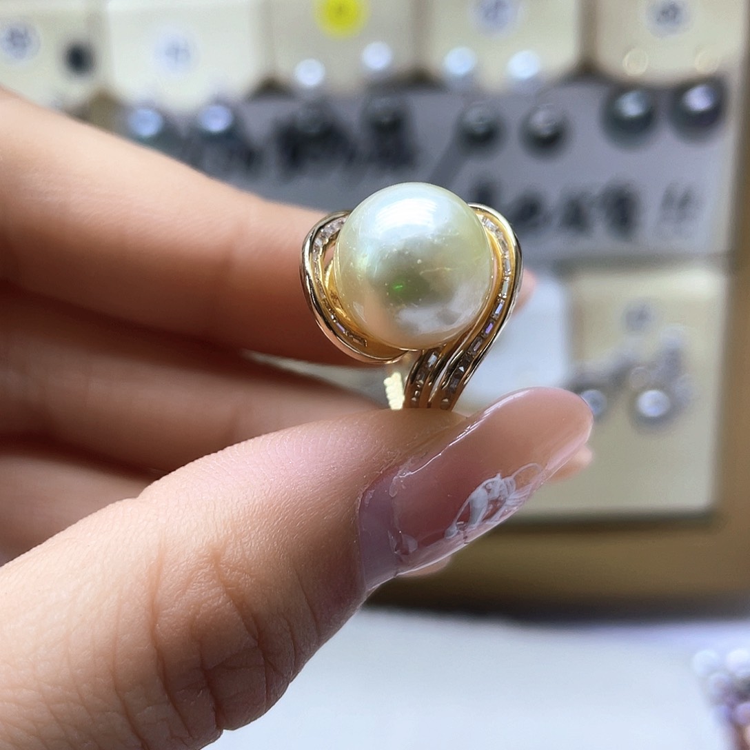 海水珍珠戒指银S925镶嵌