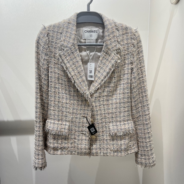99新 Chanel/香奈儿 wzz69/春夏系列编织单排扣夹克外套涤纶 40码