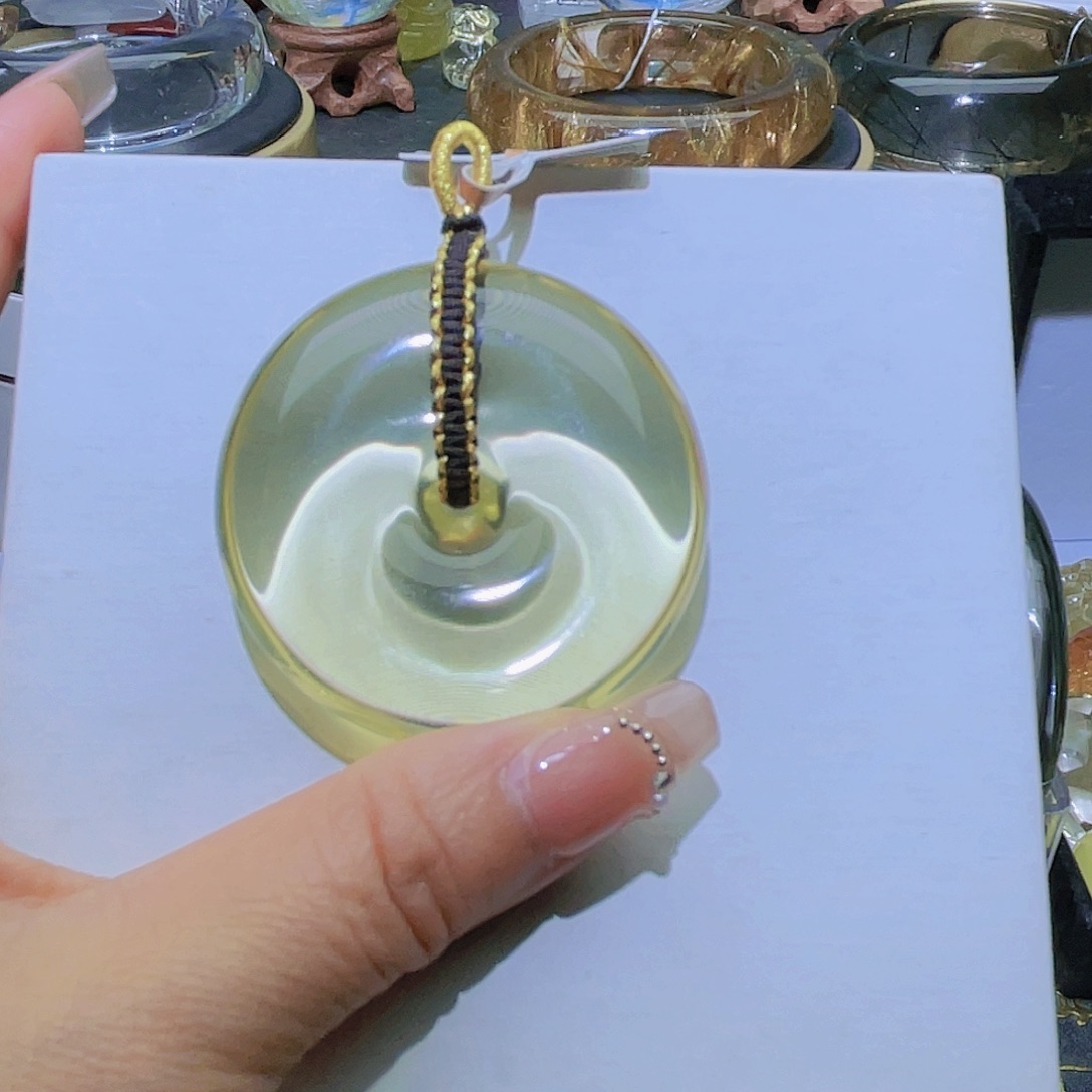 水晶颈饰未镶嵌天然黄水晶全净体平安扣