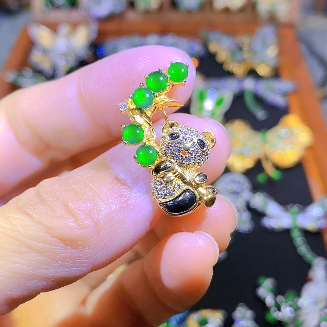 吊坠(不含链)银S925镶嵌翡翠