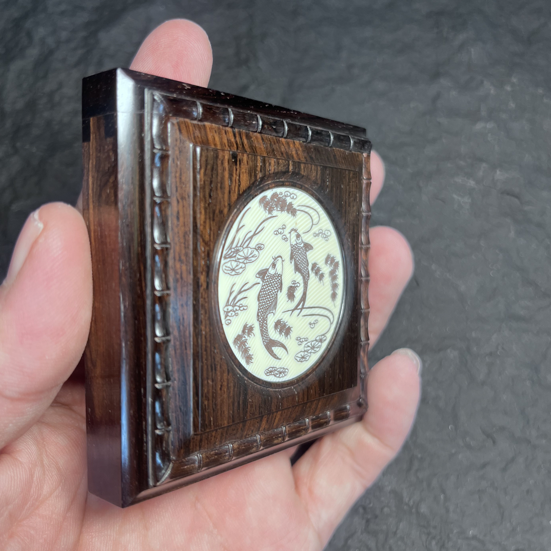 黑檀木精工制作方形黄蛉盒鸣虫器具收藏佳品