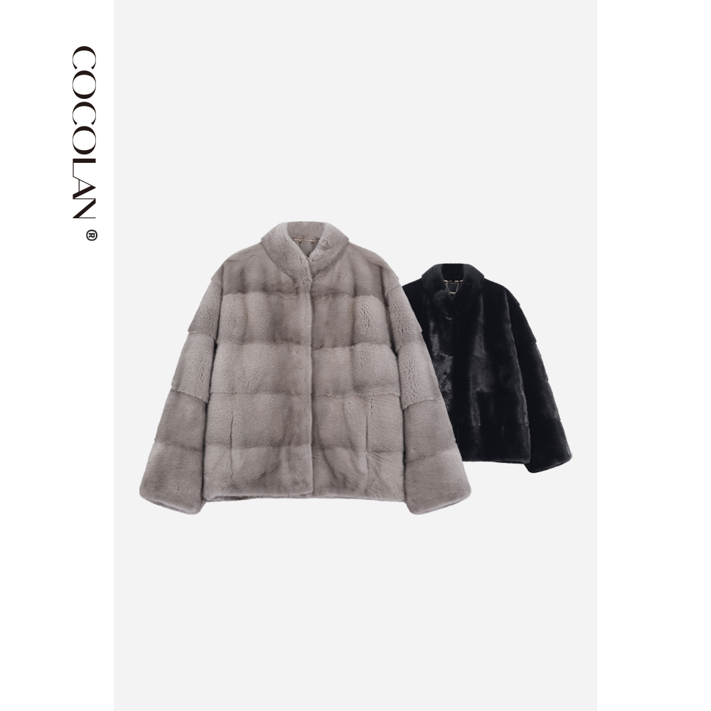 COCOLAN【赫尔】水貂天然皮草外套女CL8D5133