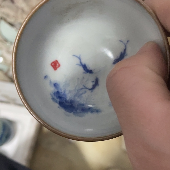 宜***流柴窑汝窑青花主人杯