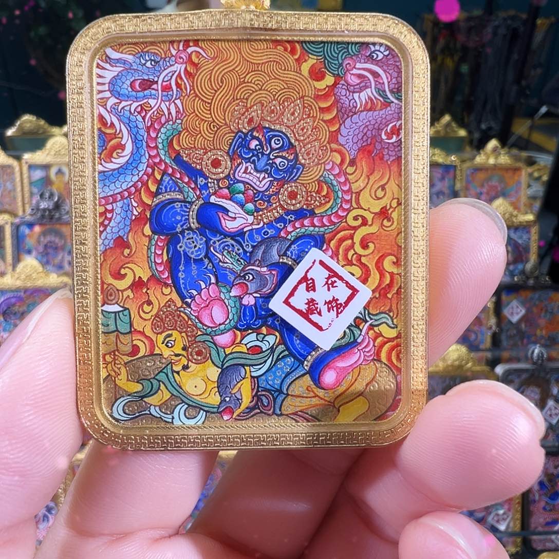 吊坠热贡纯手绘唐卡黑c