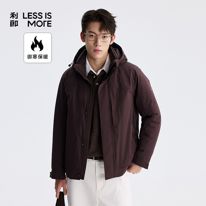 利郎【拒水羽绒】男款户外休闲时尚连帽羽绒服冬季加厚保暖防风外套