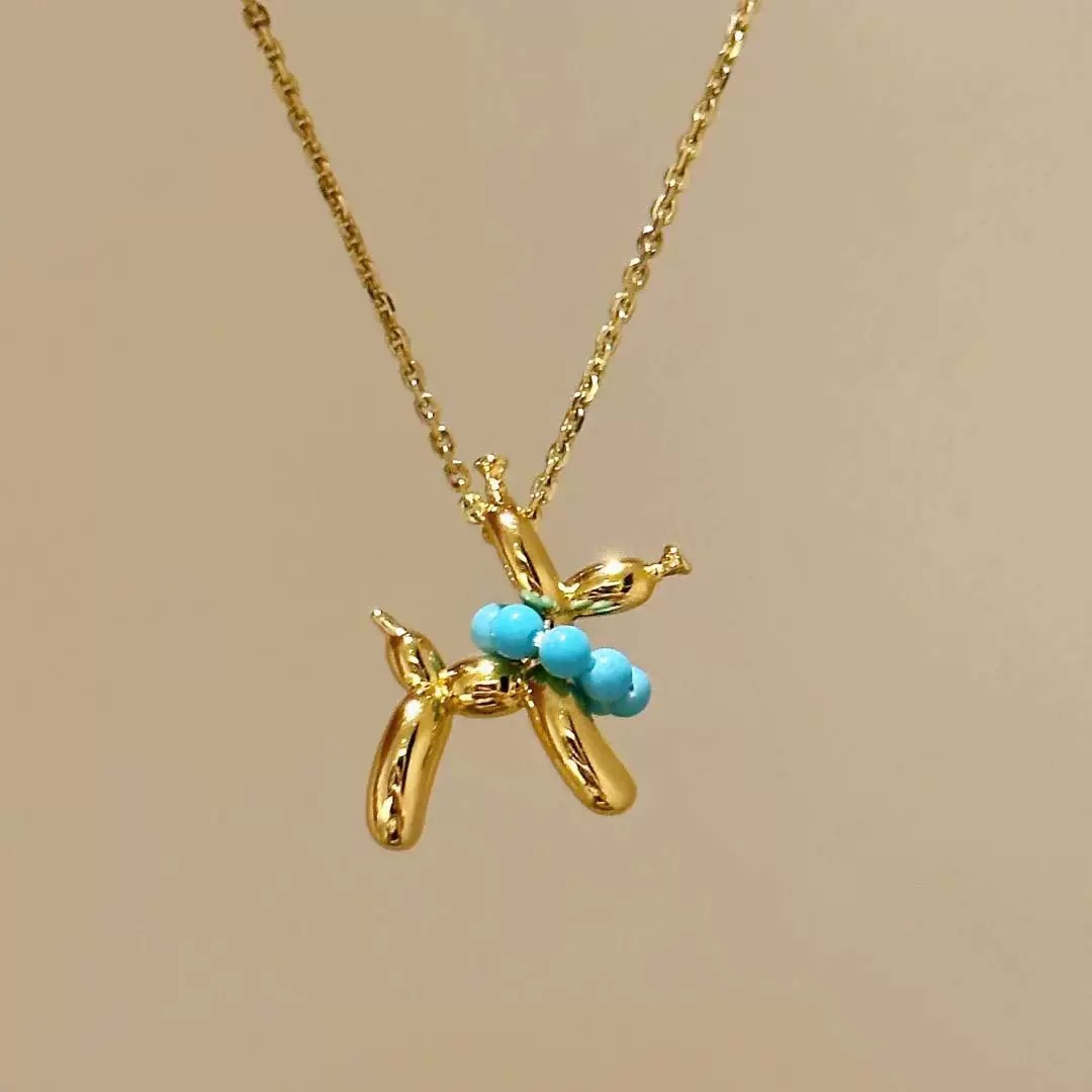  黄色 气球小狗吊坠（赠链）-A17