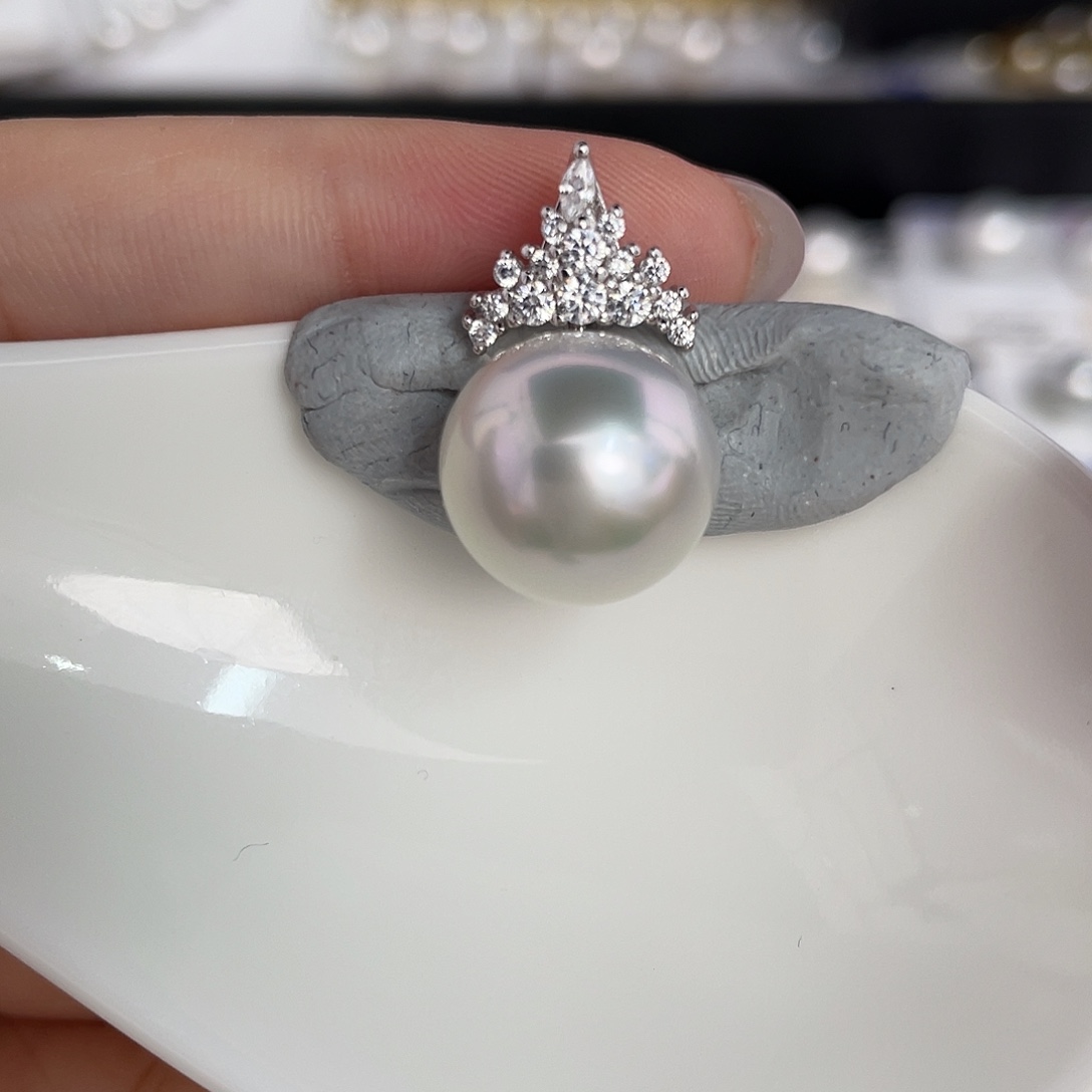 定制海水珍珠未镶嵌裸珠澳白13mm