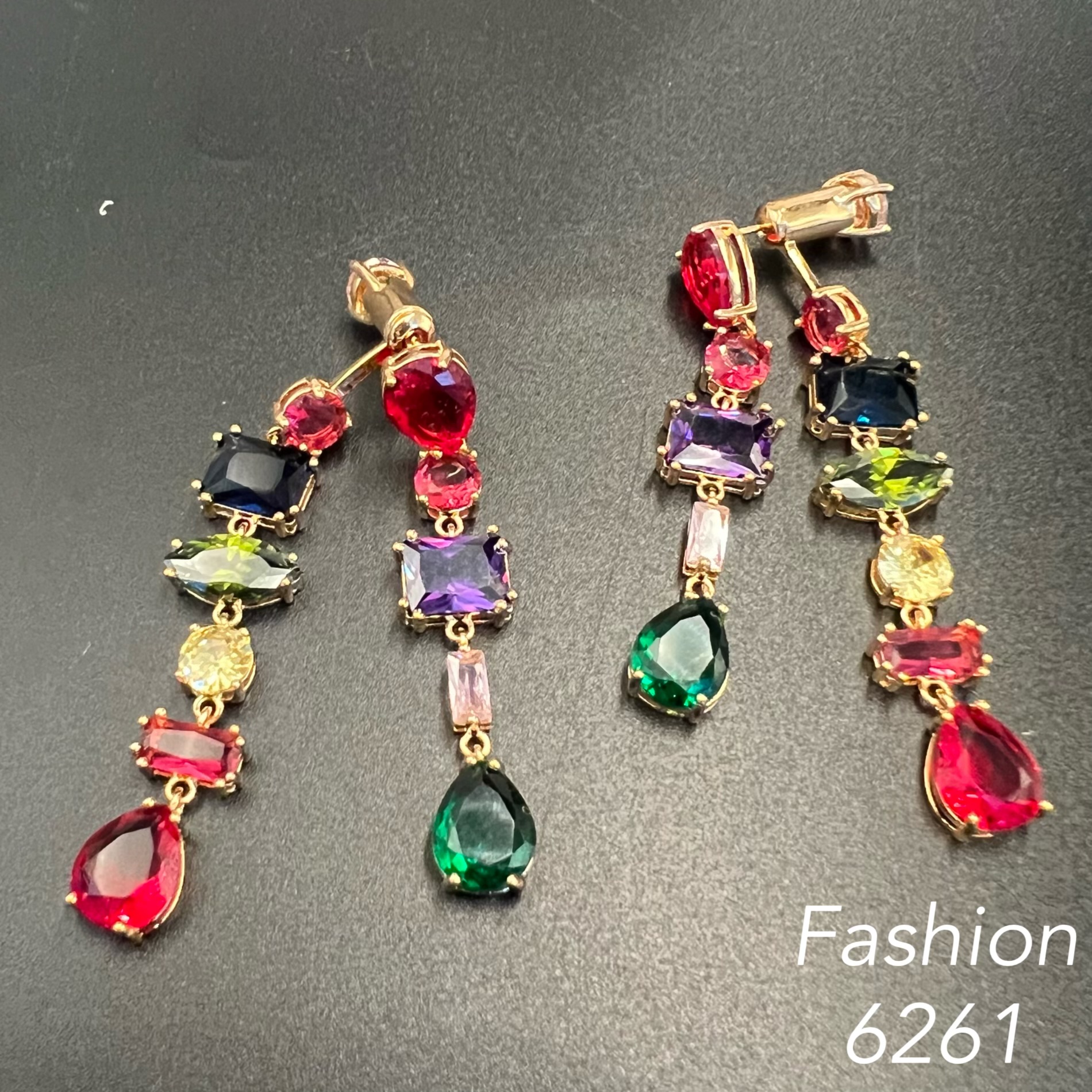 铜合金耳饰 长款满镶轻奢耳饰-6261