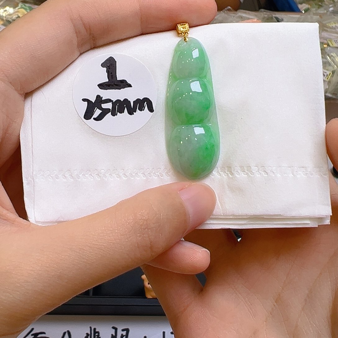 翡翠18K金镶嵌吊坠(不含链)翡翠