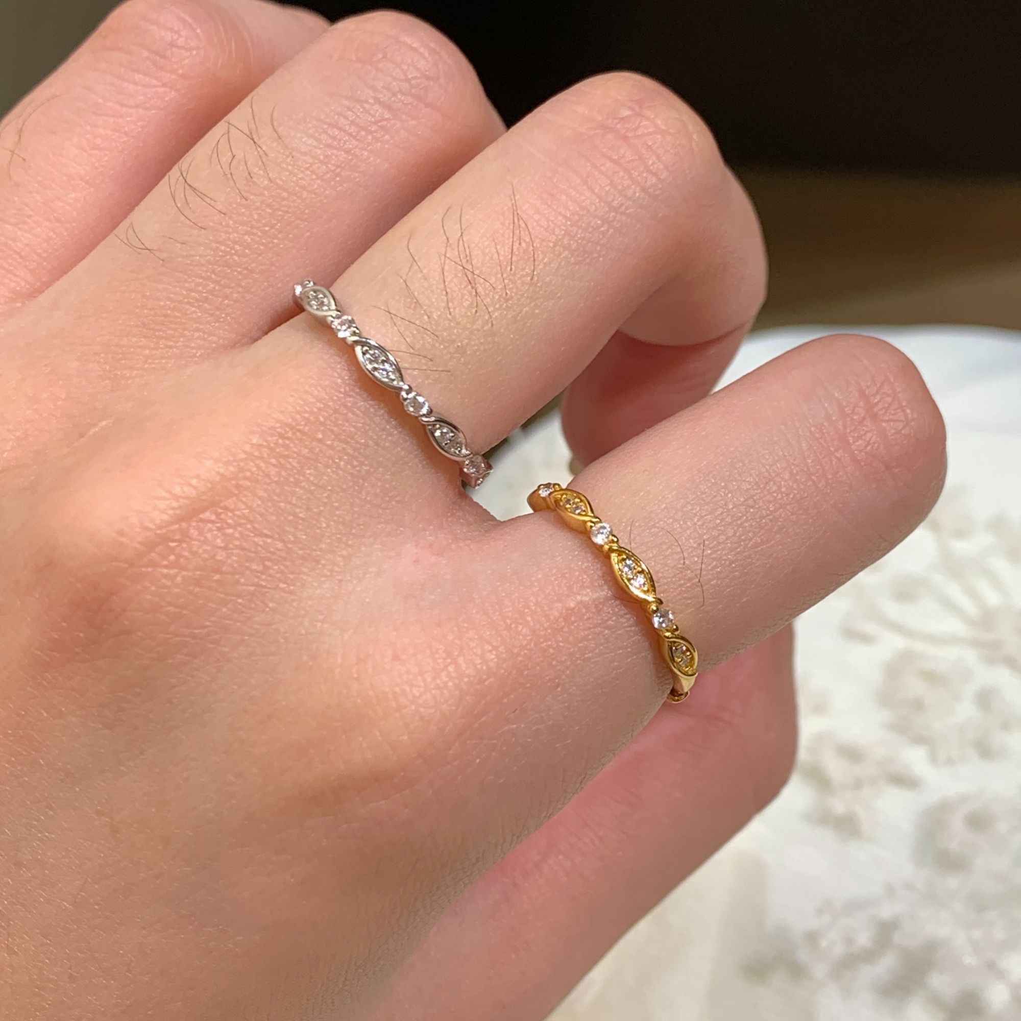 925银戒指 燕归yangui“马眼碎钻”精致百搭S925纯银戒指