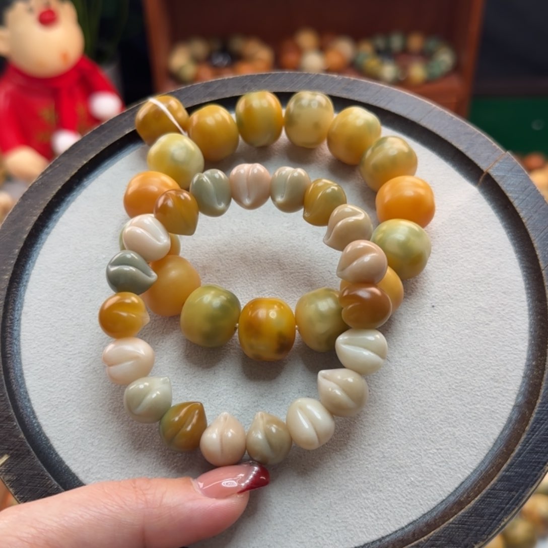 菩提根/象牙果手串夳*卡17夹心汉堡水蜜桃干磨全品两条