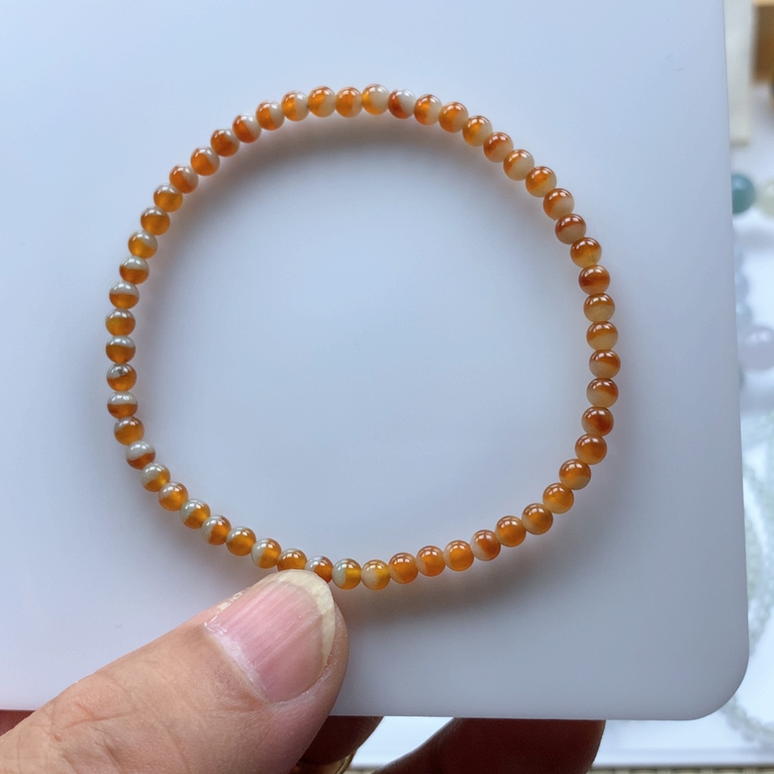 翡翠手串未镶嵌缅甸天然翡翠小米珠手串3.6卡53颗