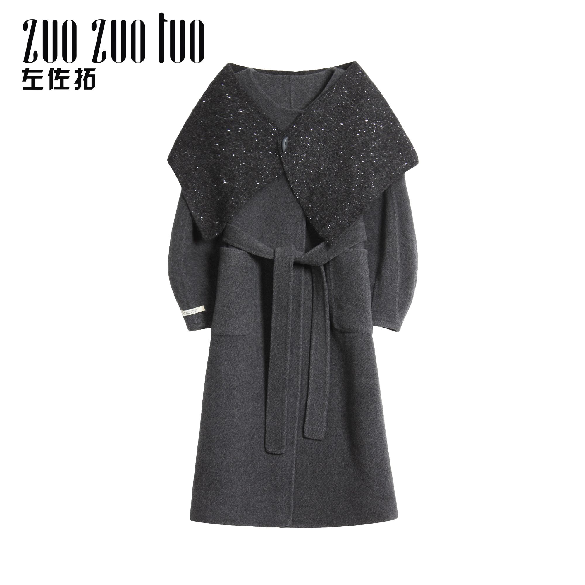 ZUOZUOTUO/左佐拓韩版潮流气质宽松披肩领轻奢羊毛呢大衣11728