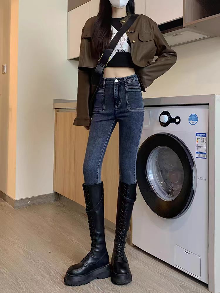 加绒高腰小脚裤靴子裤默认瑕疵尾货样衣