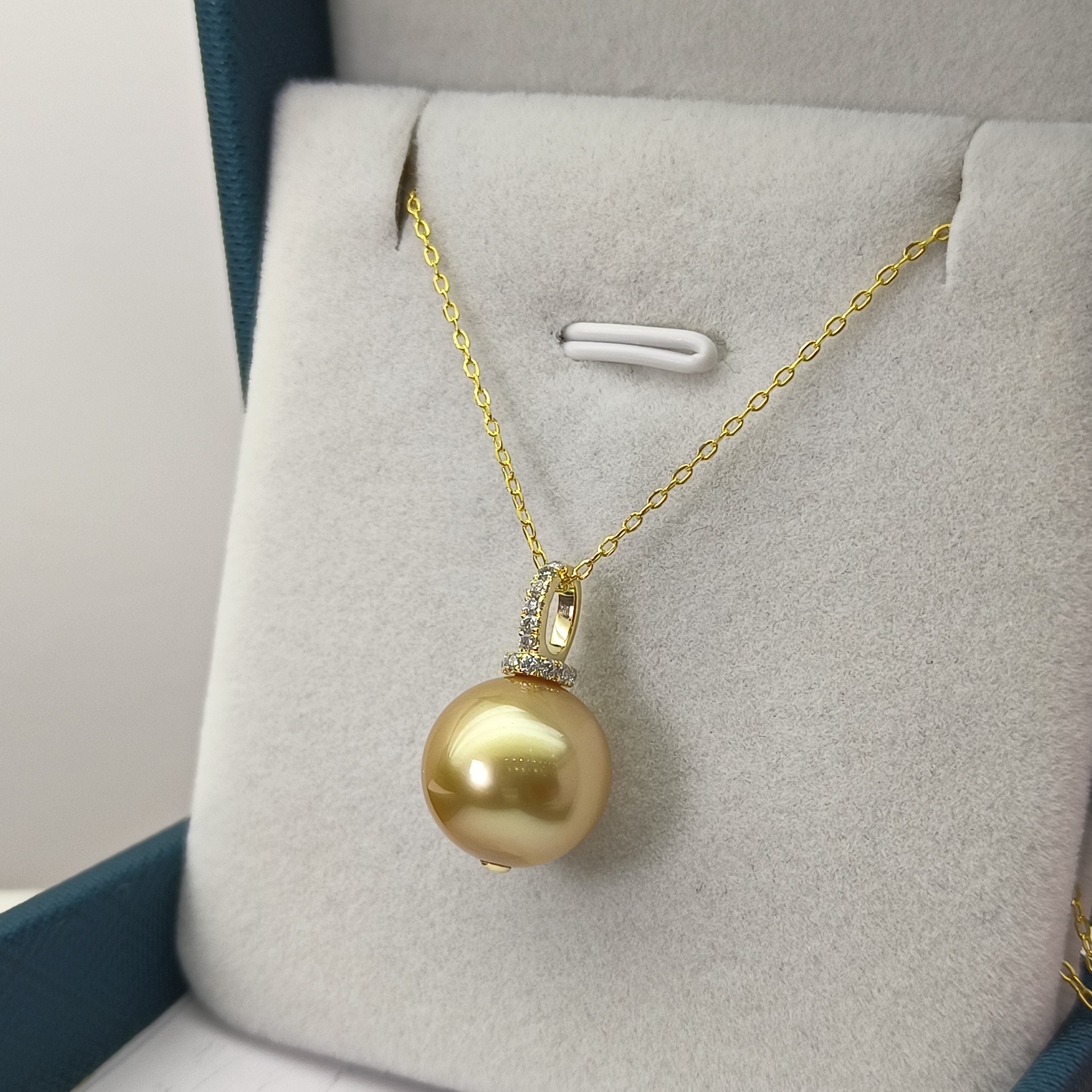 【瑞米珍珠】南洋金珠奶嘴18k吊坠11-12mm