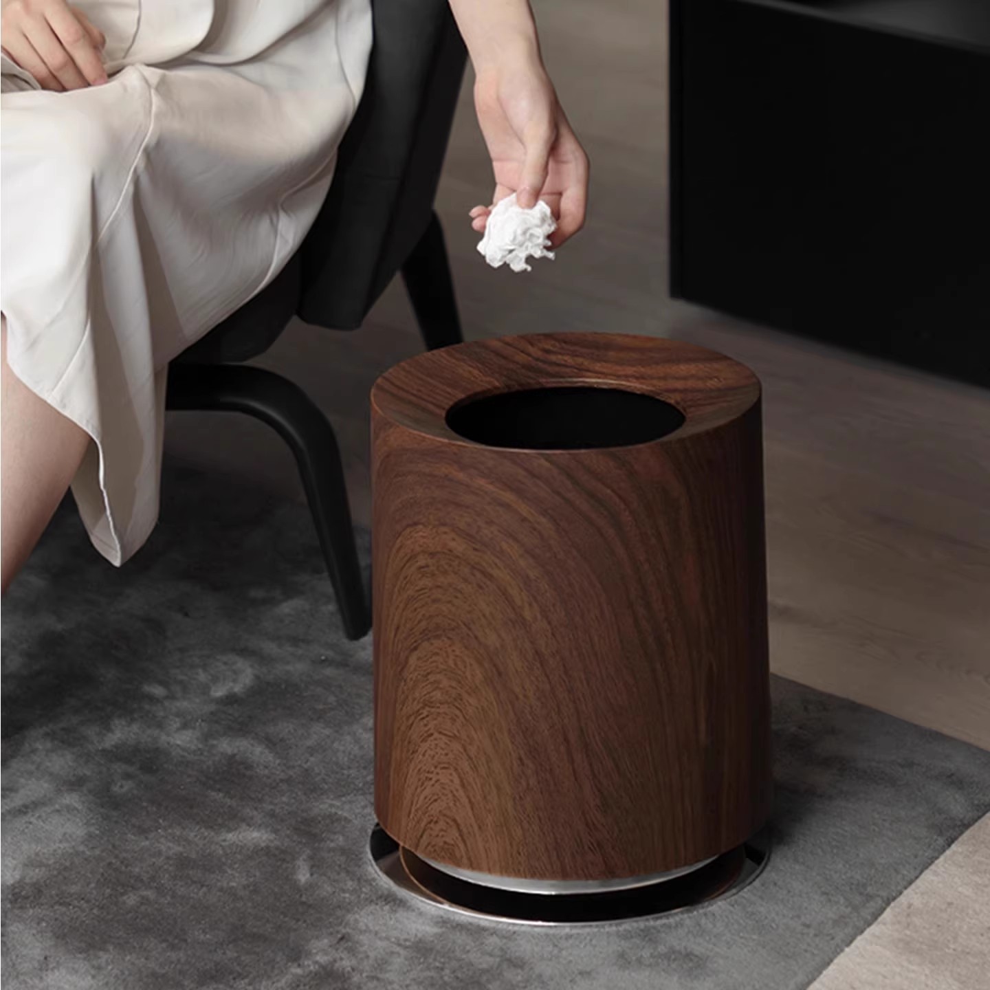 cmeo木纹垃圾桶卫生间厕所卧室厨房办公室客厅高颜值家用2025新款