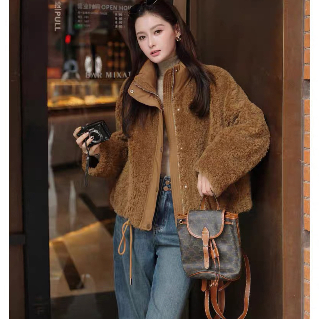 【云云精选】7107 冬季羊羔毛皮 毛一体外套