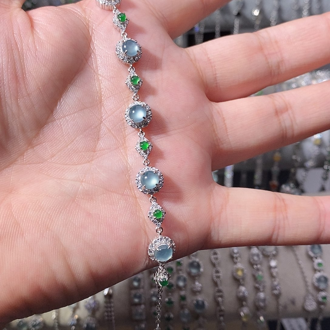 翡翠银S925镶嵌手链