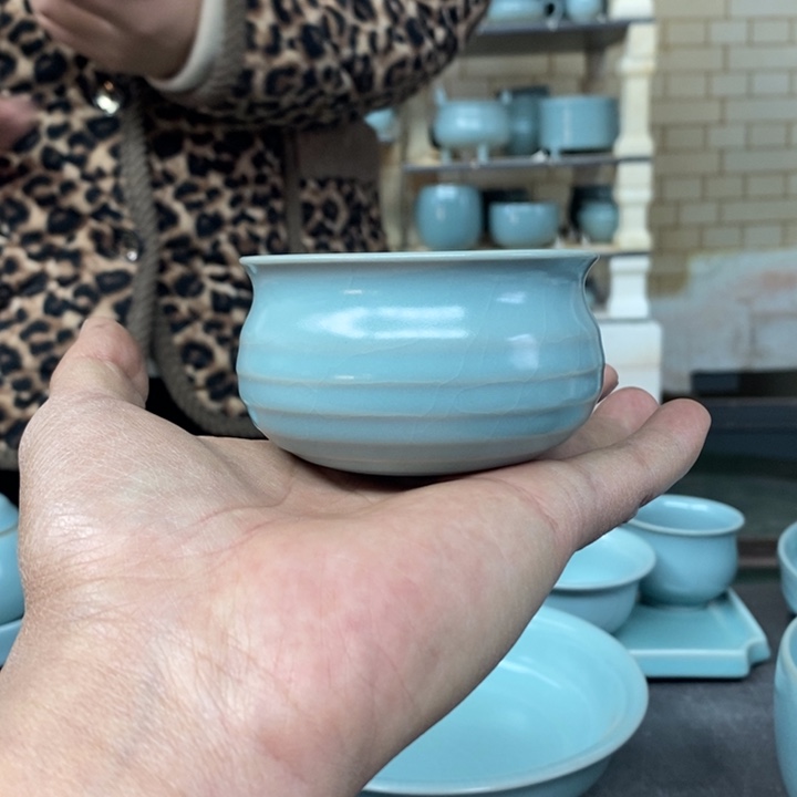 摆件抱朴汝瓷仿古微瑕