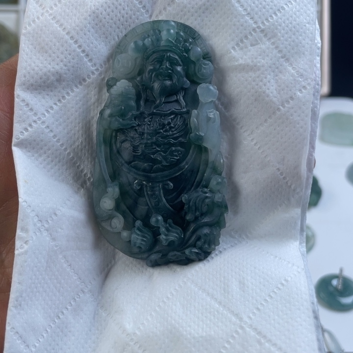 定制翡翠未镶嵌财神 毛货 无鉴赏期