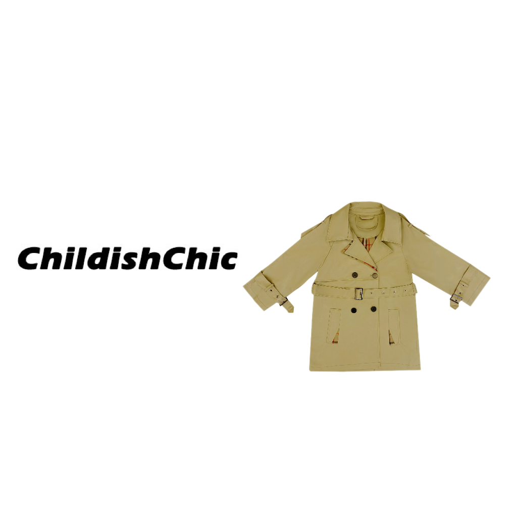 【ChildishChic高定童装】成人春季新款高定长款风衣简约格纹外套