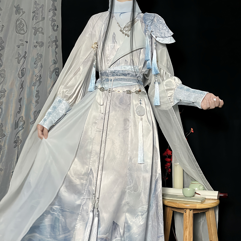 花悦诗风【青丘】原创改良圆领袍汉元素古风武侠风国风套装套装