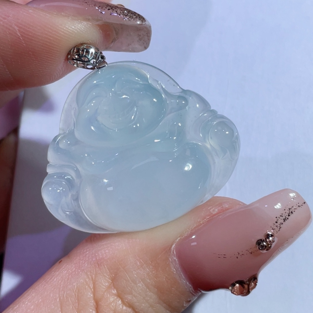 翡翠颈饰18K金镶嵌佛公