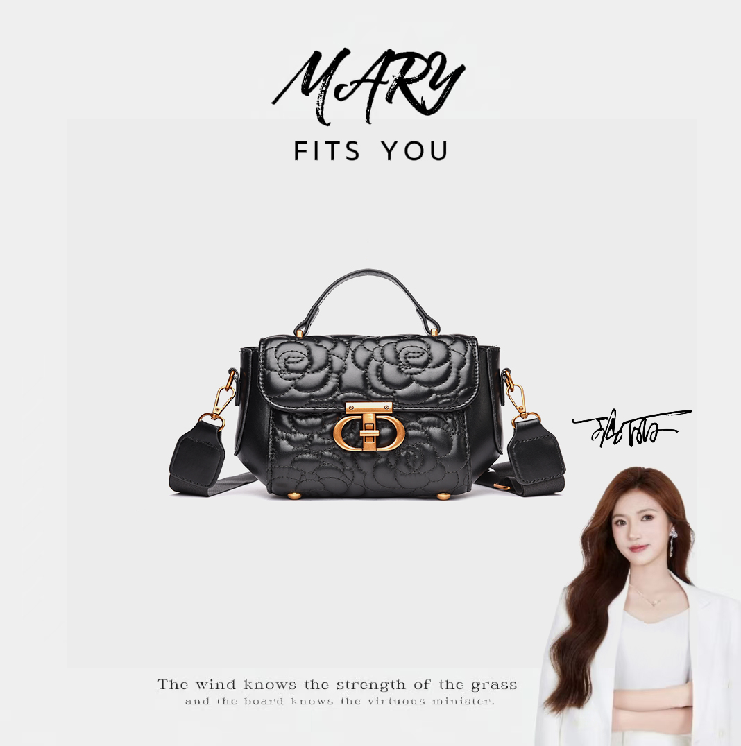 【Mary玛丽甄选】新款单肩斜挎手提时尚百搭洋气女士包包8340黑色
