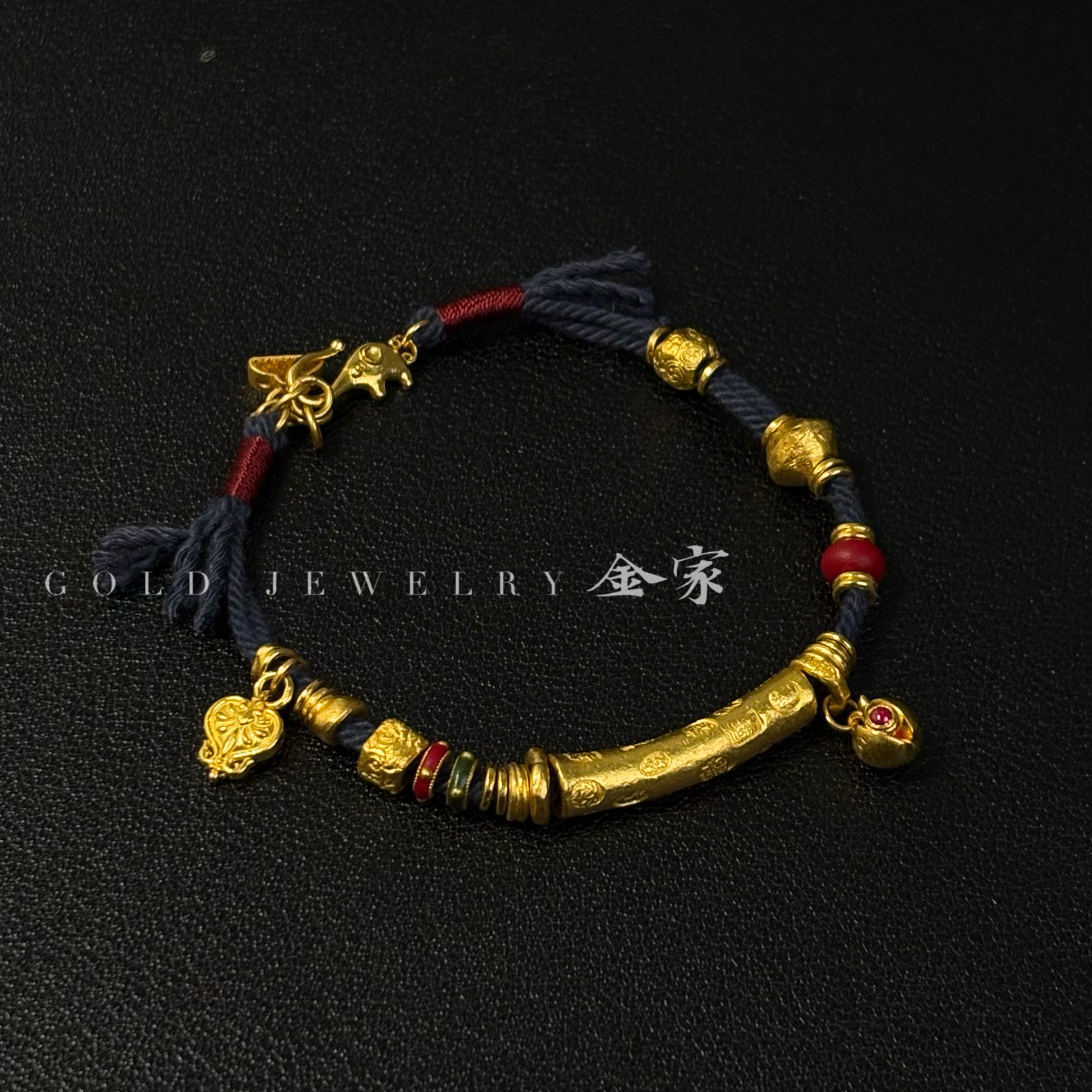 【金家·美珑系列】藏金弯管 设计款手绳 黄金足金