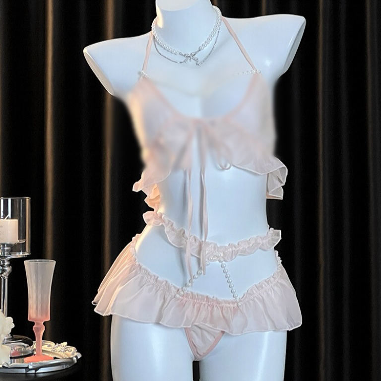 「脸红日记」甜美风可爱少女两件套纱纱睡裙