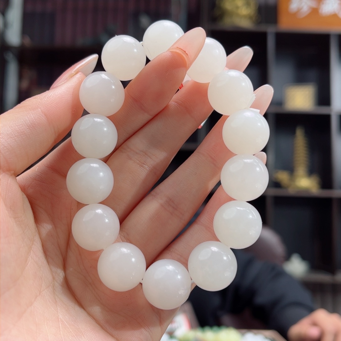 【闪购商品】和田玉手串未镶嵌05于阗15mm 多样性拍一发一