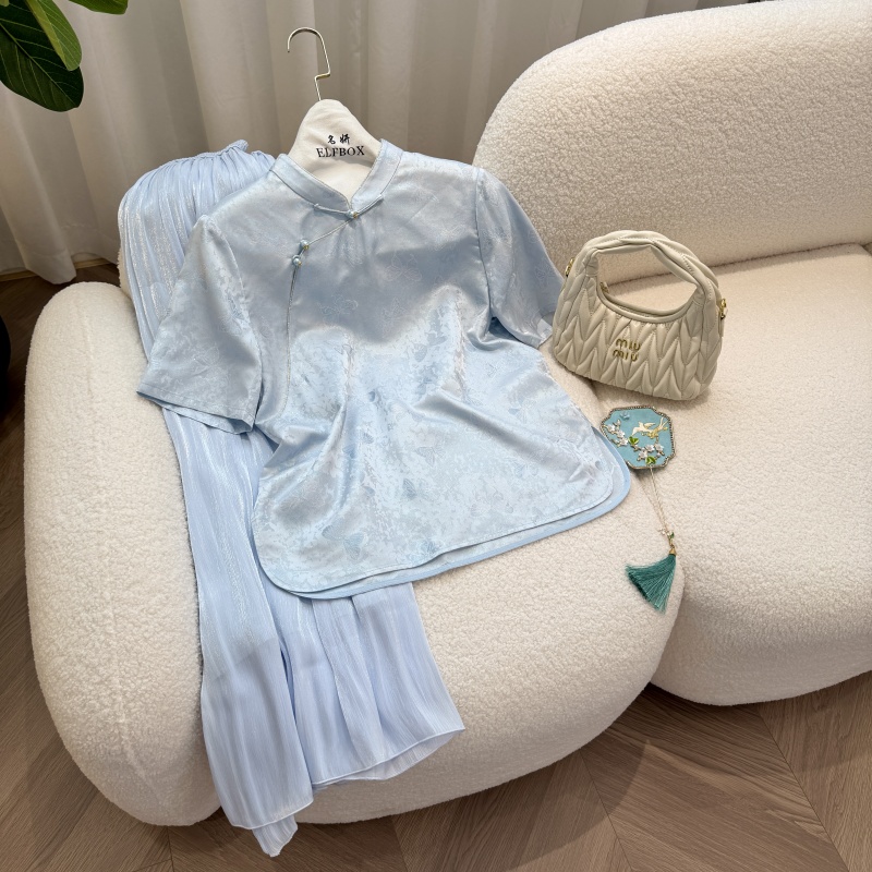 晨晨推荐《浅澜》2025夏季新款百搭气质时尚萝短袖5245