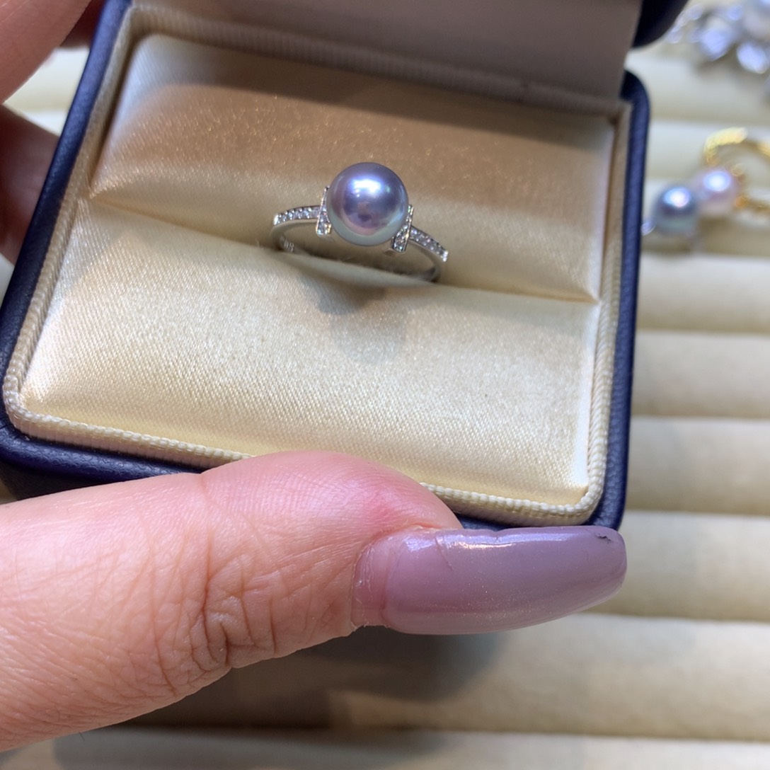 银S925镶嵌戒指海水珍珠